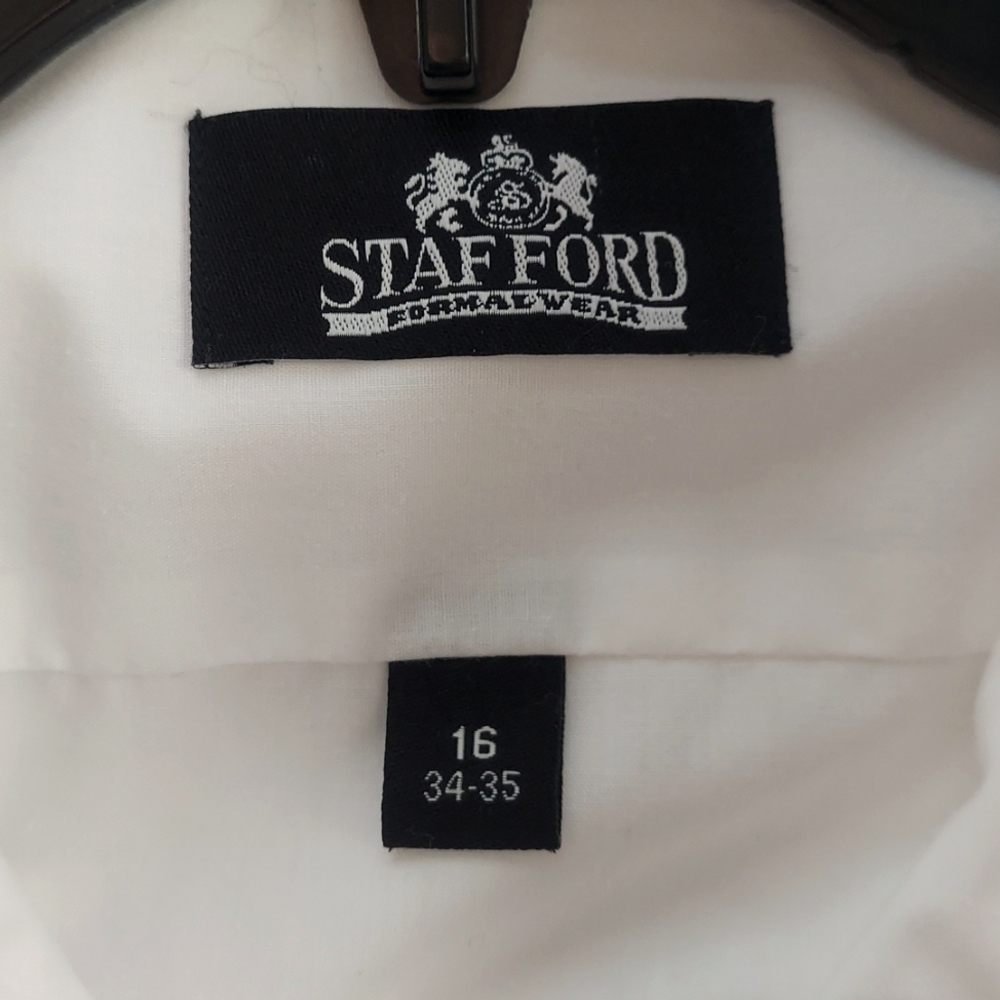 * Stafford Men's White Pleated Front On This Formal Dress Shirt, Size 16, EUC - Picture 4 of 6